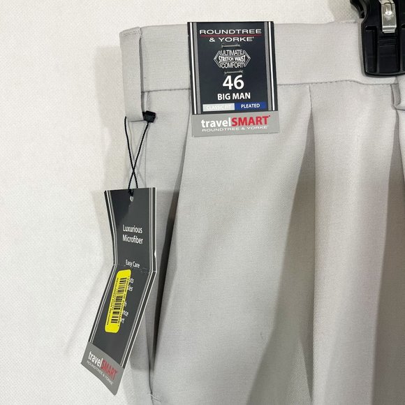 Roundtree & Yorke NEW Classic Fit Pleat Front Gray Shorts Travel Smart - Size 46 - Picture 3 of 7